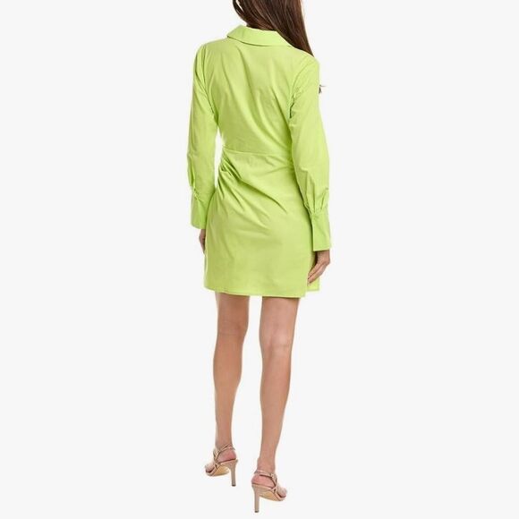 BCBG New York Women's Long Sleeve Surplice Neck Faux Wrap Mini Shirt Dress - Picture 8 of 8